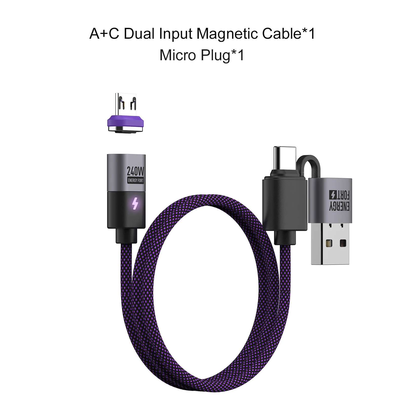 MOSHOU 240 W Typ C magnetisches Ladekabel PD3.1 USB C auf USB C/Micro USB magnetisches Ladegerät Schnellladekabel für Telefon Laptop Tablet 9
