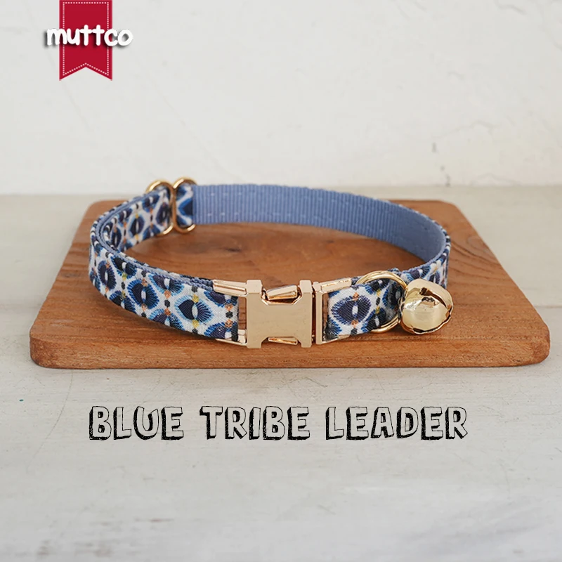 MUTTCO Retailing  national style design  self-design personalized cat collars BLUE TRIBE LEADER handmade collar  2 sizes UCC199