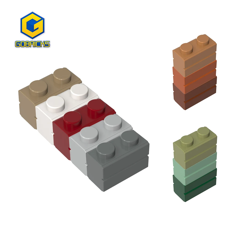 

Gobricks 100 шт. 98283 строительные блоки, специальные 1x2 детали с каменным кирпичным профилем, совместимые аксессуары MOC, детские подарки
