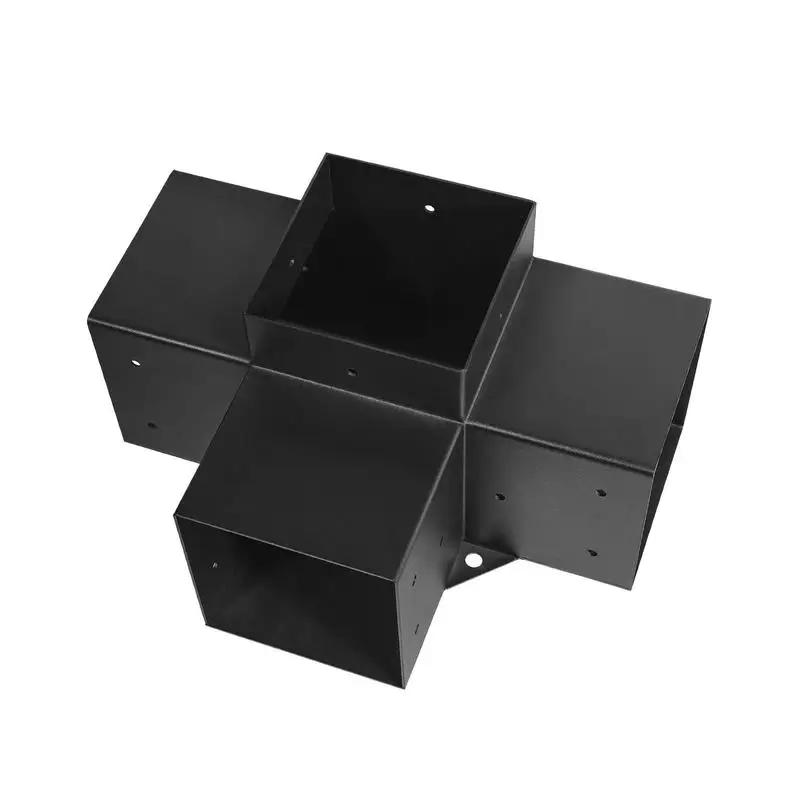 

Post connectors, suitable for 142x142 mm posts, 4-way heavy-duty corner bracket, Woodworks DIY post base kit, post corner for gazebos, patio pergolas, log cabins, 4 pcs.