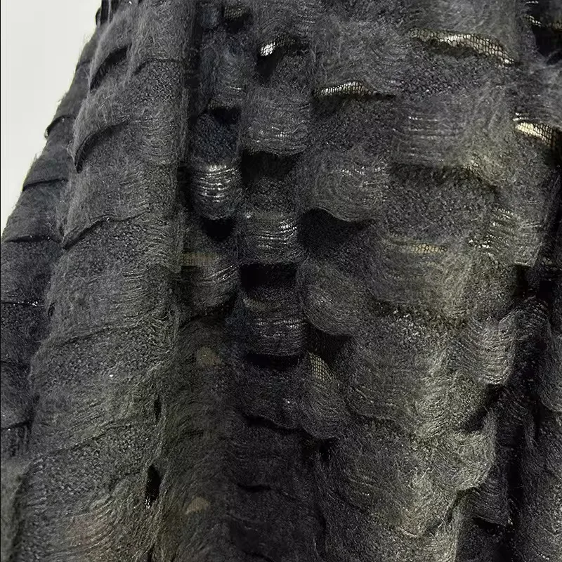 

1yard Light and soft hollow out fabrics for patchwork Checkered fringe mohair knitted tela Handmade DIY clothing designer fabric