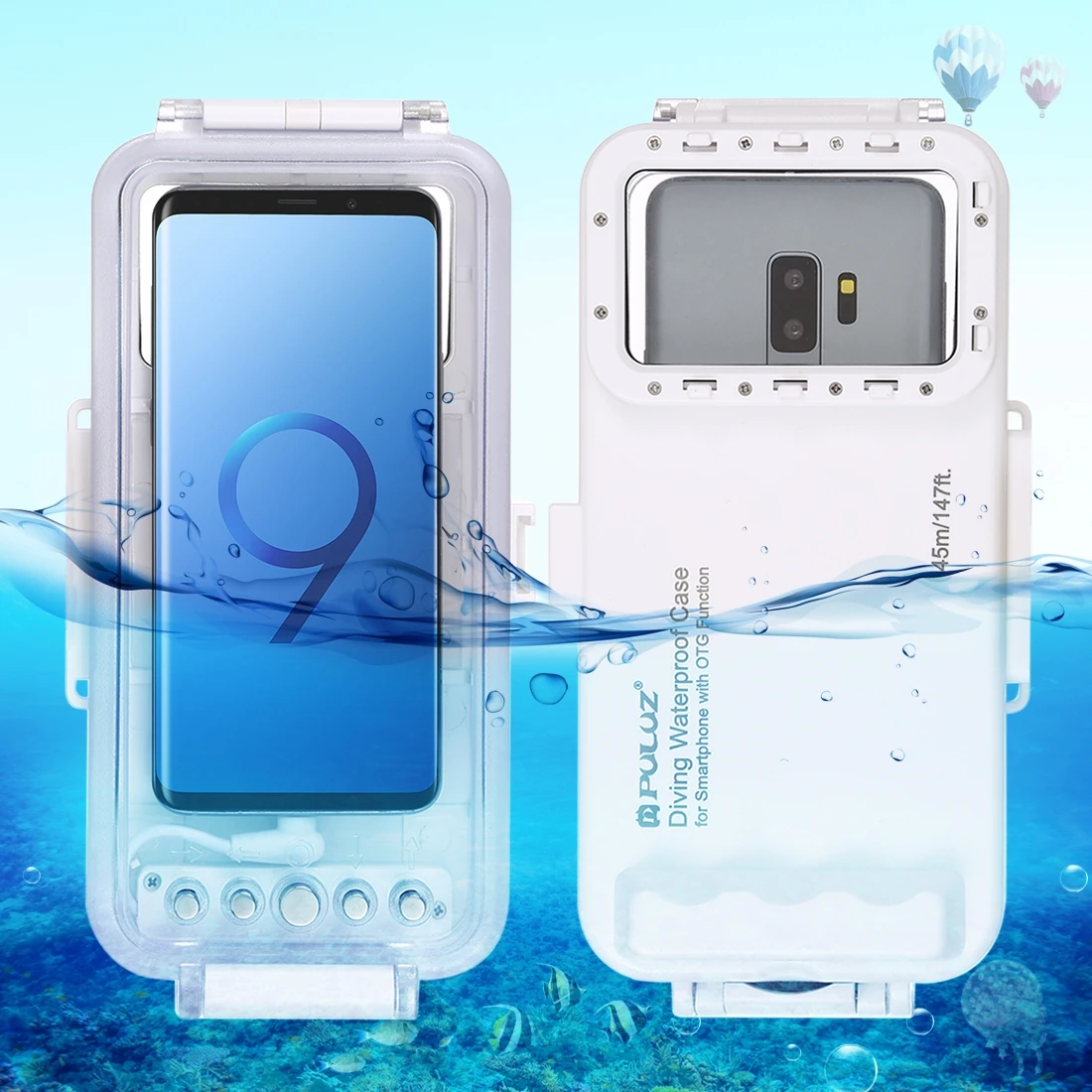 

PULUZ 45m/147ft Waterproof Diving Case for 17 Air/ 17 16 15 Pro Photo Video Taking Underwater Housing Cover Android Universal