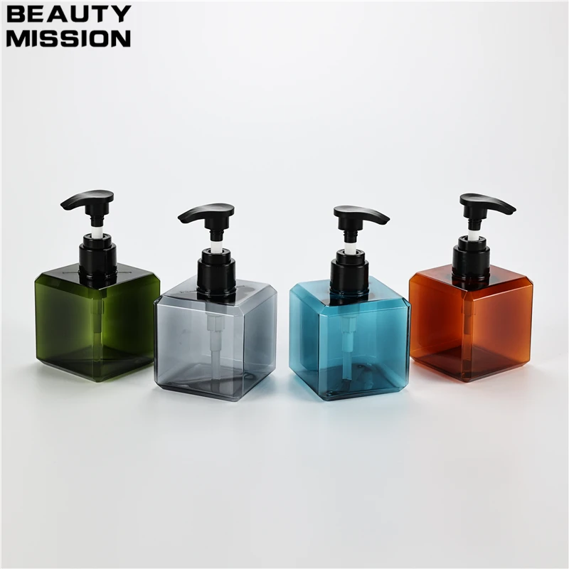 250ML X 10 Bath Hand Soap Luxury Plastic Packaging Bottle PETG Liquid Soap Square Plastic Container For Home Stay Hotel Bathroom