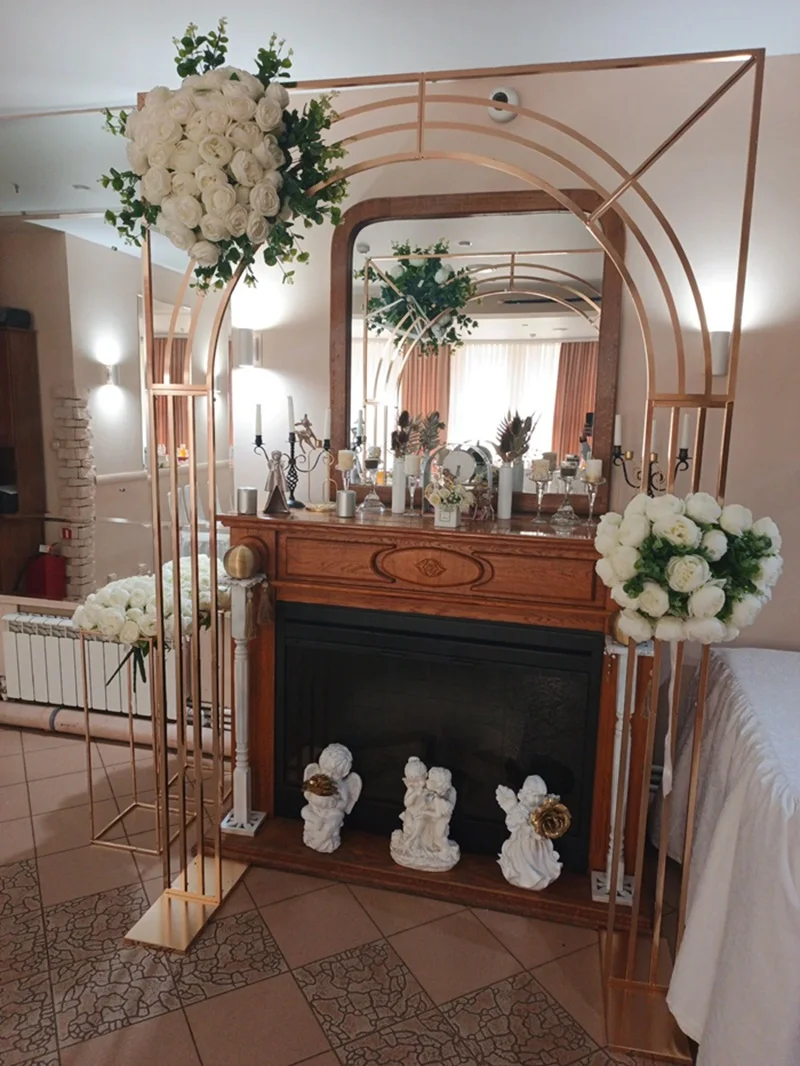 

New gold-plated curved multi-bar screen background frame props flower stand wedding party decoration arch