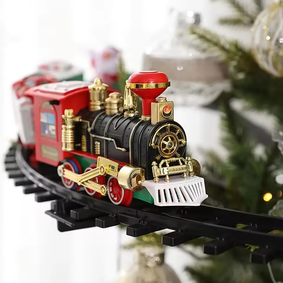 

Electric Christmas Tree Train with Sound Light Battery Operated Railway Toy Track Set for Kids
