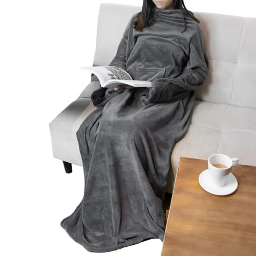

Wearable Blanket with Sleeves for Adult Women Men, Cozy Fleece Warm Wrap Throw with Arms, Gifts for Christmas, Wife