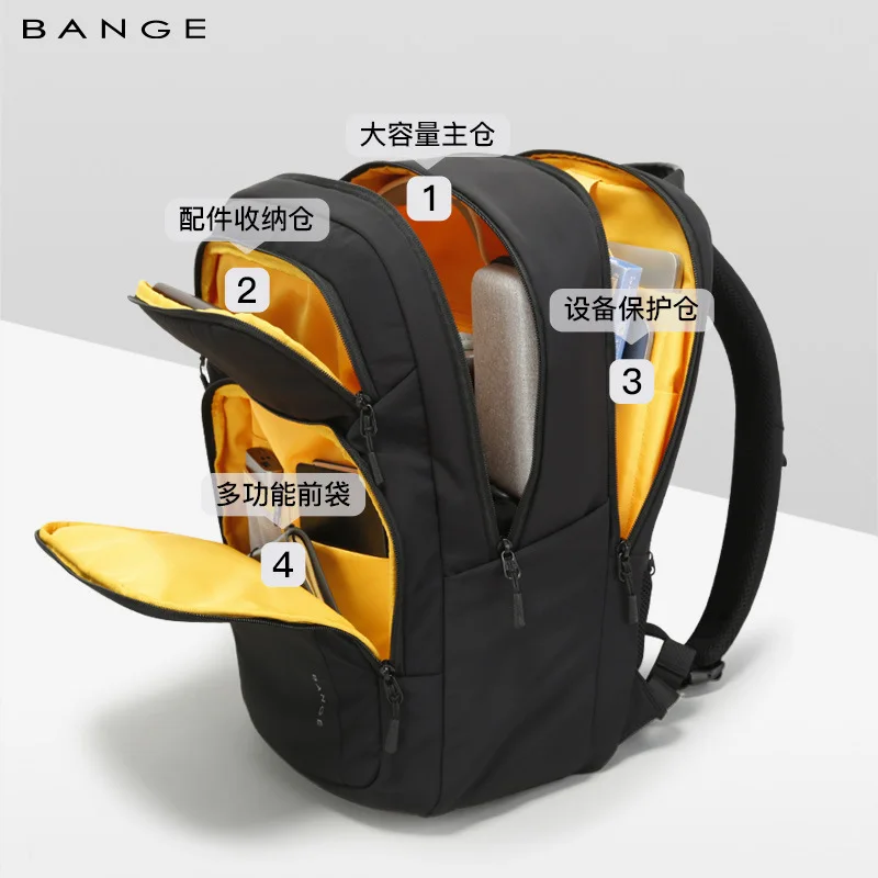 BANGE تصميم جديد سعة كبيرة أكسفورد الرجال 15.6 بوصة محمول على ظهره Softback الأعمال حقائب الظهر مقاوم للماء مع شحن USB