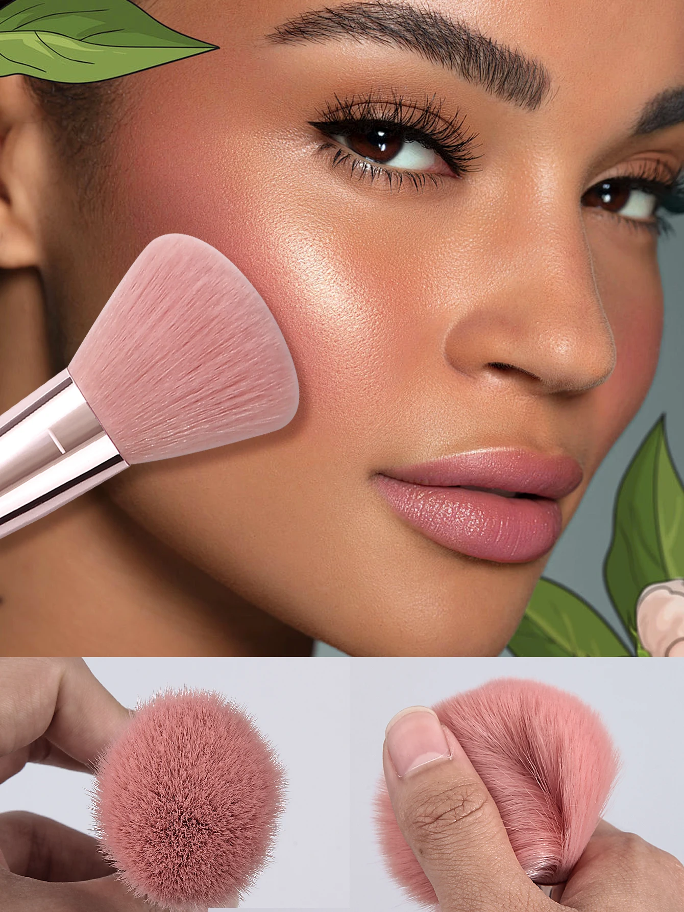 قطعة واحدة من فرشاة البودرة الرقيقة، أداة أحمر الخدود/الأساس/الإعداد الاصطناعية الناعمة، فرشاة مكياج للوجه خالية من الخطوط لجميع أنواع البشرة #5