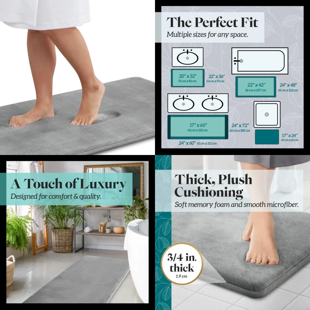 

Коврик для ванной из пены с эффектом памяти, нескользящий впитывающий мягкий бархатный коврик для ванной комнаты, очень толстый, уютный коврик для душа, водостойкий напольный коврик для
