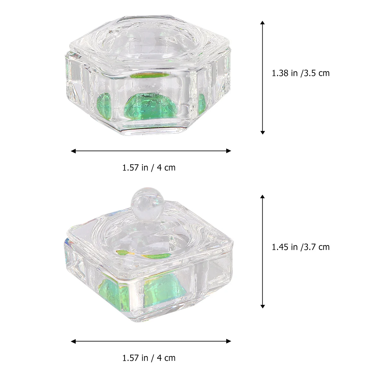ถ้วยแก้วคริสตัลสำหรับทำเล็บ 2 ชิ้น ถ้วยอะคริลิคขนาดเล็กสำหรับใส่ผงและน้ำยาทำเล็บ อุปกรณ์ทำเล็บสำหรับร้านทำเล็บ ถ้วยใส่น้ำยาทำเล็บ