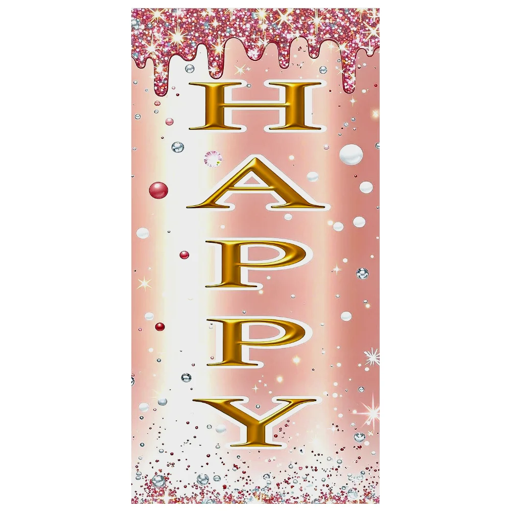 Decorazione di compleanno Banner di celebrazione dal design colorato Banner in materiale poliestere Banner di compleanno glitterato per le vacanze