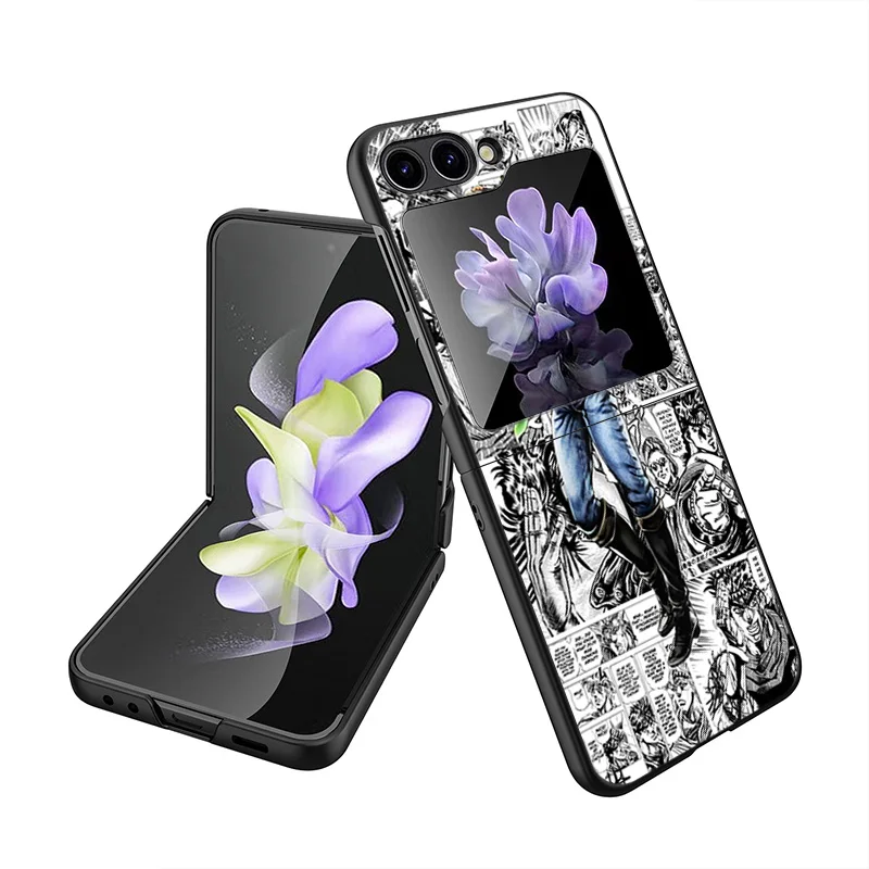 Black Matte Phone Case For Samsung Galaxy Z Flip6 Flip 6 5 4 3 Flip3 Flip4 Flip5 5G JOJO's Joseph Joestar Hard Shell Cover