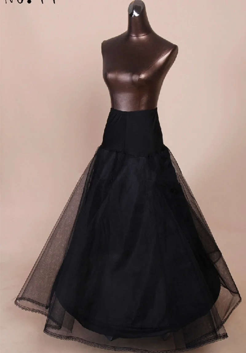 New Black Petticoats A Line 2-layer Tulle Wedding Bridal Petticoat Underskirt Crinolines