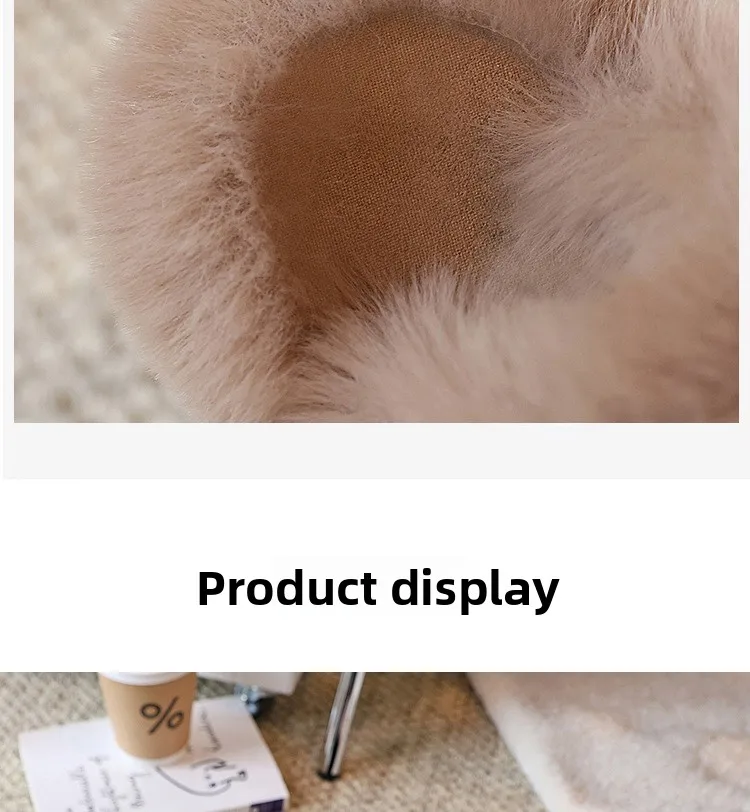 Kinder-Baumwollpantoffeln in Khaki für Jungen und Mädchen, Fell-Schuhe für Herbst und Winter, Rosa, Beige, Rutschfeste Flache Hausschuhe für Mittlere und Große Kinder – Detail 10