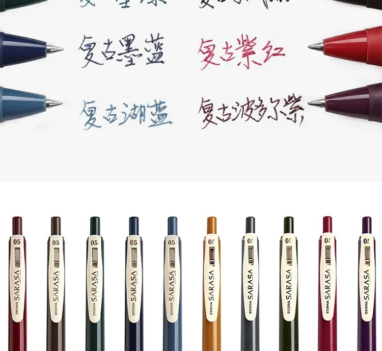 ZEBRA Retro-Farbgelstift JJ15 SARASA Push Color 0,5 mm Stifte zum Schreiben 10 Farben Kawaii Schulbedarf Japanisches Briefpapier – Detail 8