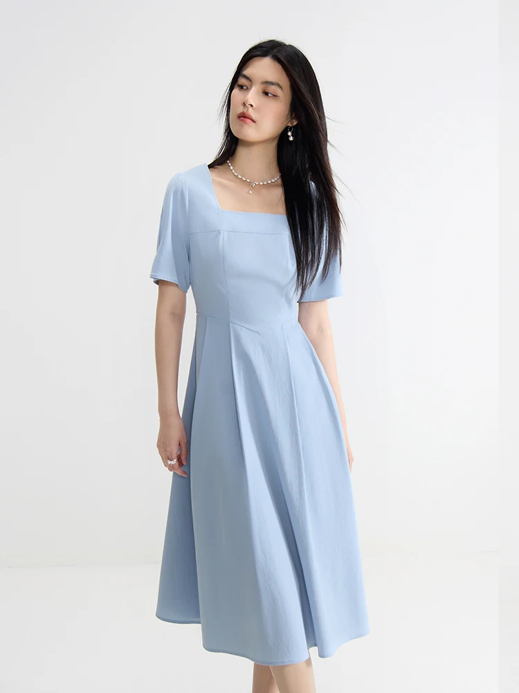 DUSHU Summer Elegant Versatile Long Dress For Women 2024 Summer New High Waist Versatile Casual A-Line Female Dress 24DS82790