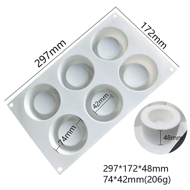 BEAU-6 Compartments Silicone Pudding Cup Cake Mold French Dessert Mousse Cake DIY Baking Mold