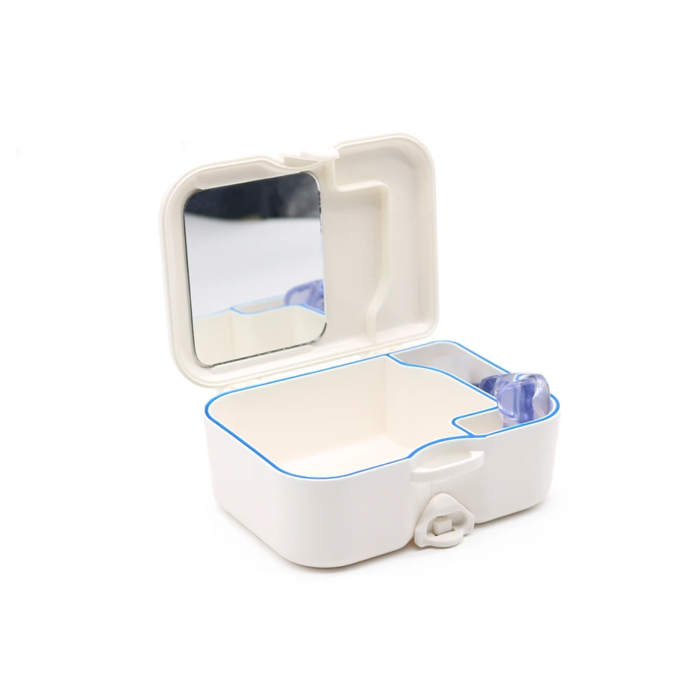 

10pcs Denture Container Teeth Storage Box Toothbrush Partial Denture Case With Mirror