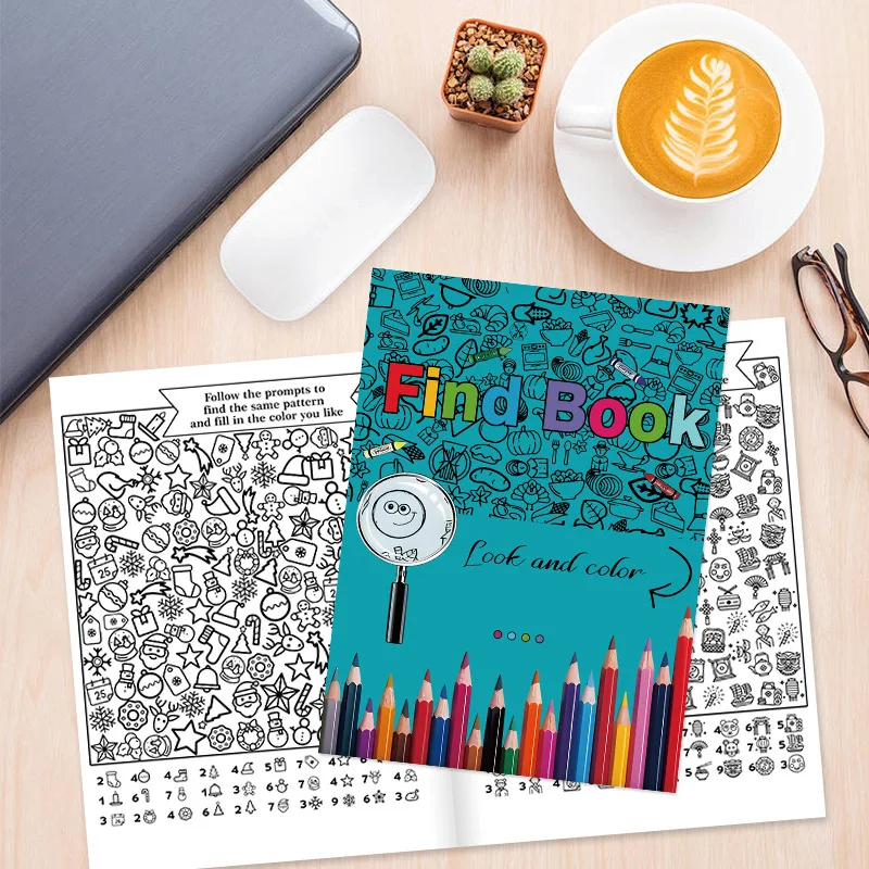 

1 шт., книжка-раскраска для поиска и цветов, 48 страниц, книжка-раскраска для рисования, товары для рукоделия для детей