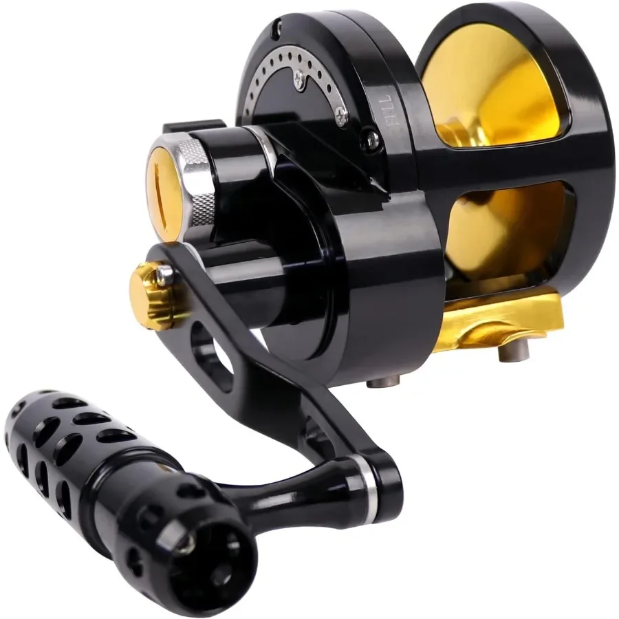 

Trolling Fishing Reel for Boat Fishing with Aluminum Alloy Body Large Line Capacity Double Brake System Up to 55 LBs Max Drag I