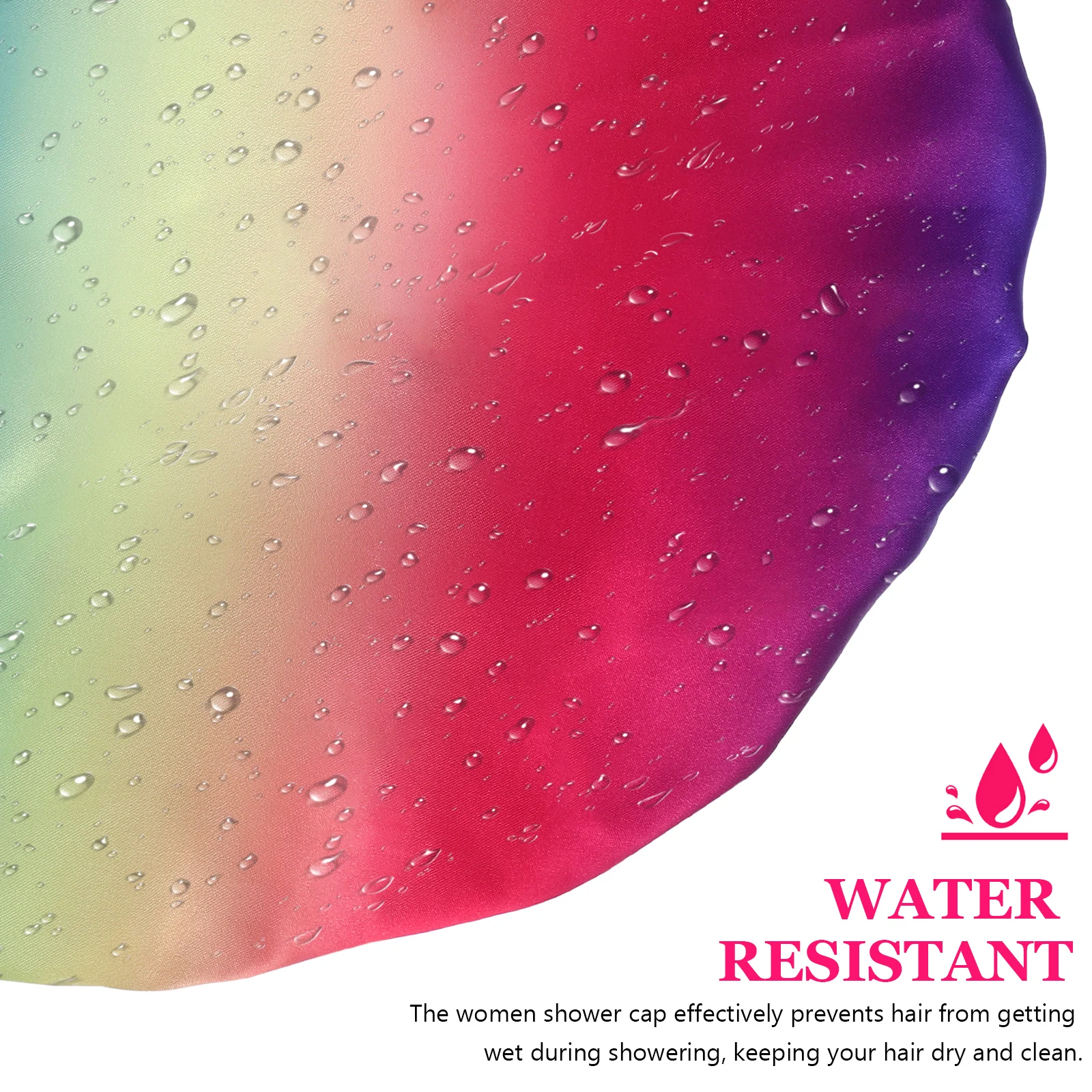

Stylish Waterproof Shower Cap Rainbow Colors Comfortable Elastic Fit for All Head Sizes Travel Accessory Shower Cap