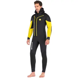 7MM Open Cell Neoprene Scuba Spearfishing UnderWater Hunting Wetsuit Hooded  Men Full Body Snorkeling Swim Surfing Diving Suit