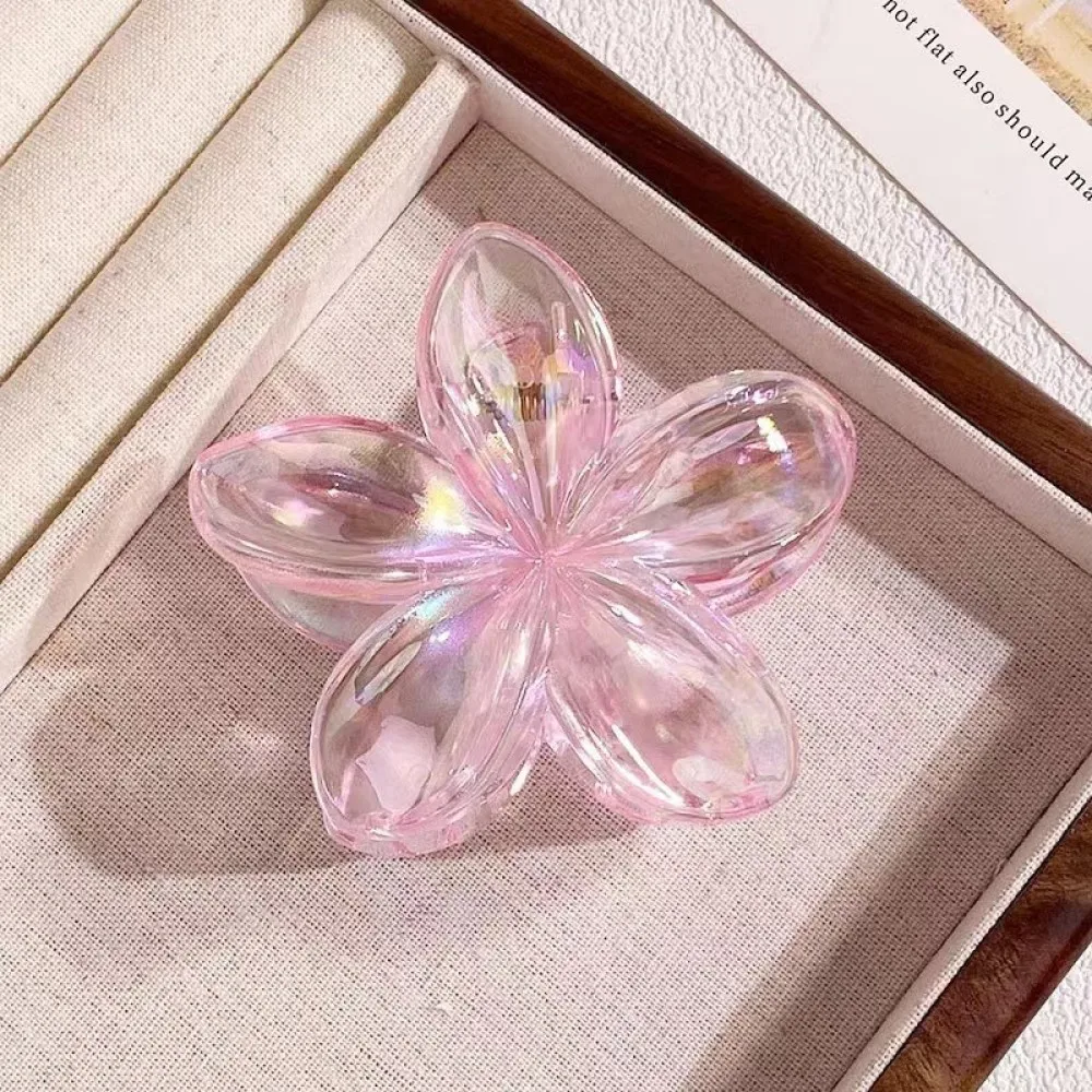Elegant Resin Laser Flower Claw Clip Mermaid Style Shark Grip Sweet Hair Accessories For Women Vacation Daily Hairstyle