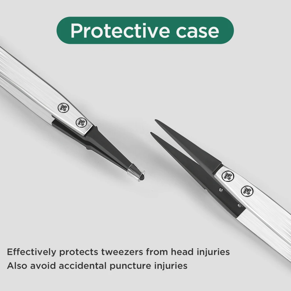 1Pc Anti-Static High Quality ESD Tweezers Replaceable Tweezers Tips Stainless Steel Body Carbon Fiber Conductive Plastic Tweezer
