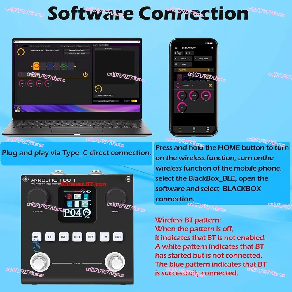 H1 Black Box Pedals 80 Editable Presets Multi-Effect Guitar Basic Pedals with Built-in Battery App Parameters