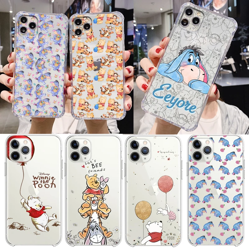 Winnie The Pooh Cute For Apple iPhone 14 13 12 11 Pro Max Mini XS Max X XR 7 8 Plus 5S Silicone Transparent Phone Case Fundas