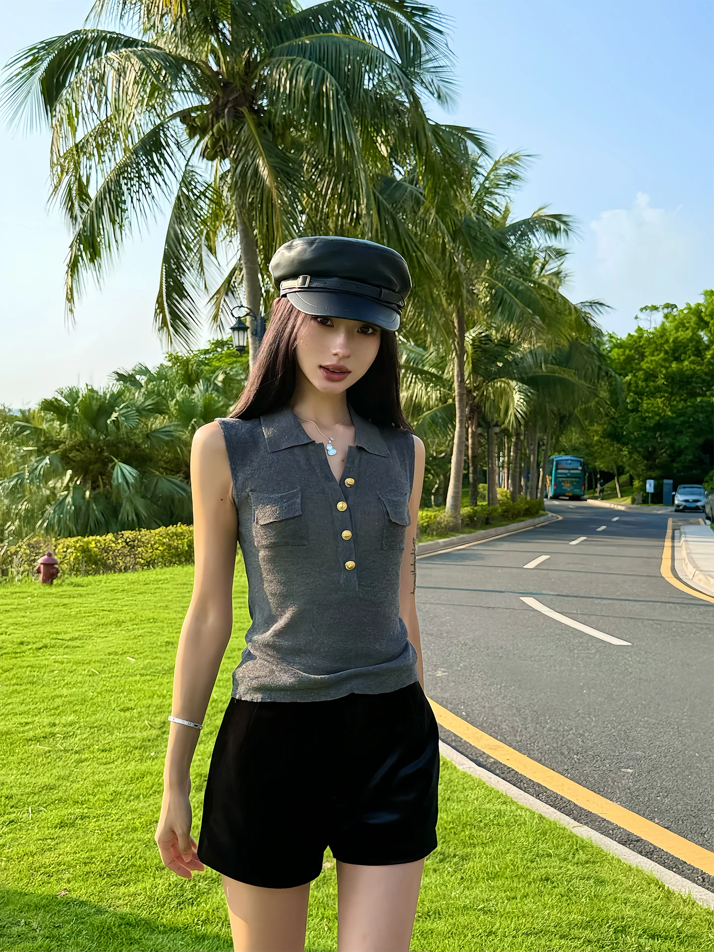 

Женский вязаный жилет Rosie iny Tead Metal Bule Svel, тонкий, однотонный, в американском стиле, для осени