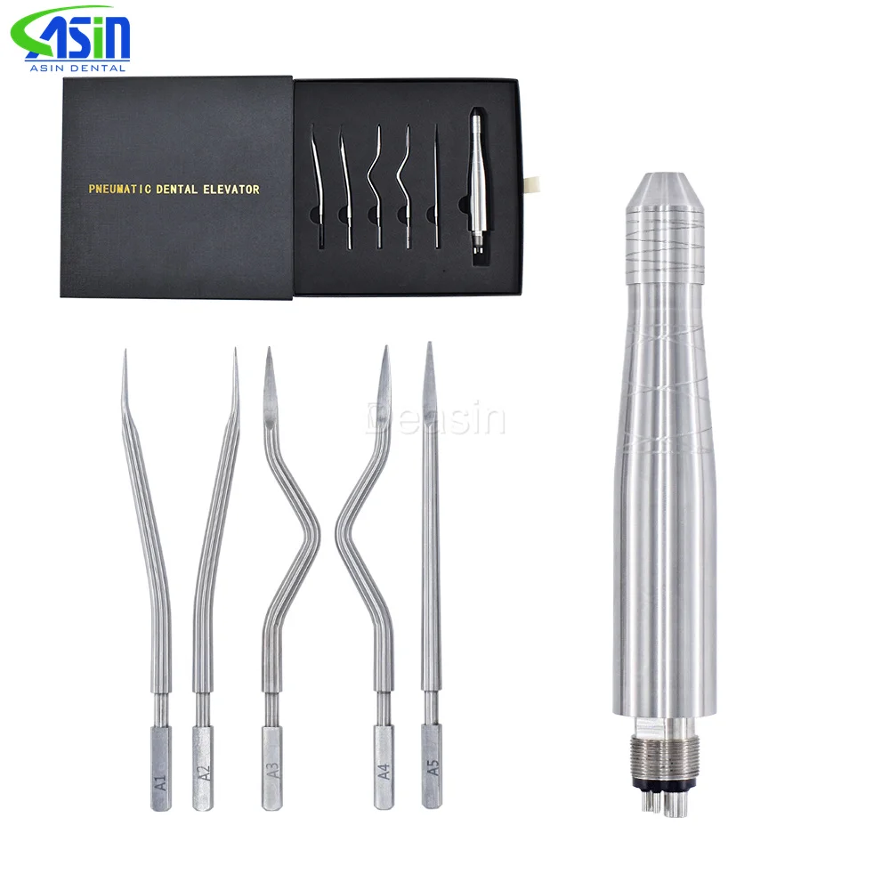 

DEASIN Dental Extraction Surgery Instruments Turbine Pneumatic Elevator Set Tools with 5 Tips for Clinic Dentistry Tools 4 Hole