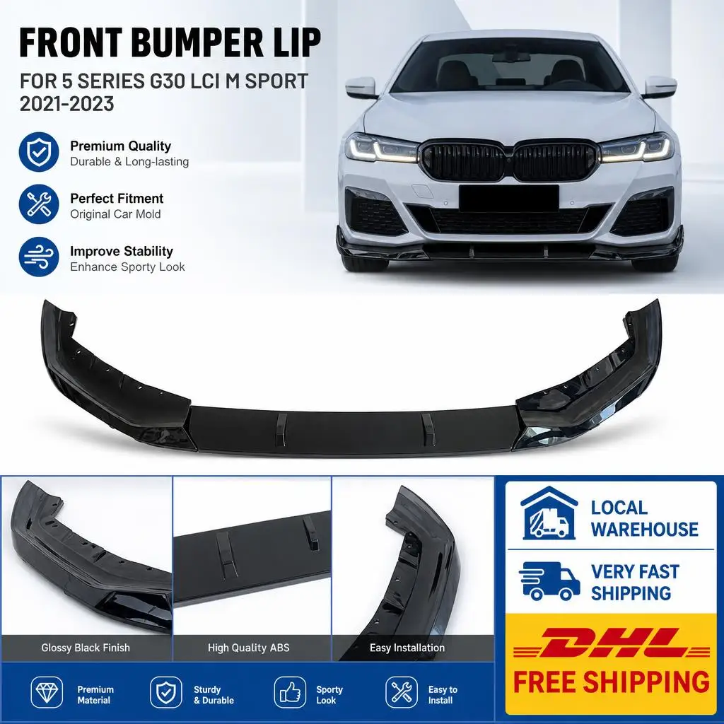 Frontstoßstangen-Spoilerlippe für BMW 5er Serie G30 LCI M Sport 2021-2023 Spoiler Splitter Diffusor Stoßstangen-Tuning Bodykit