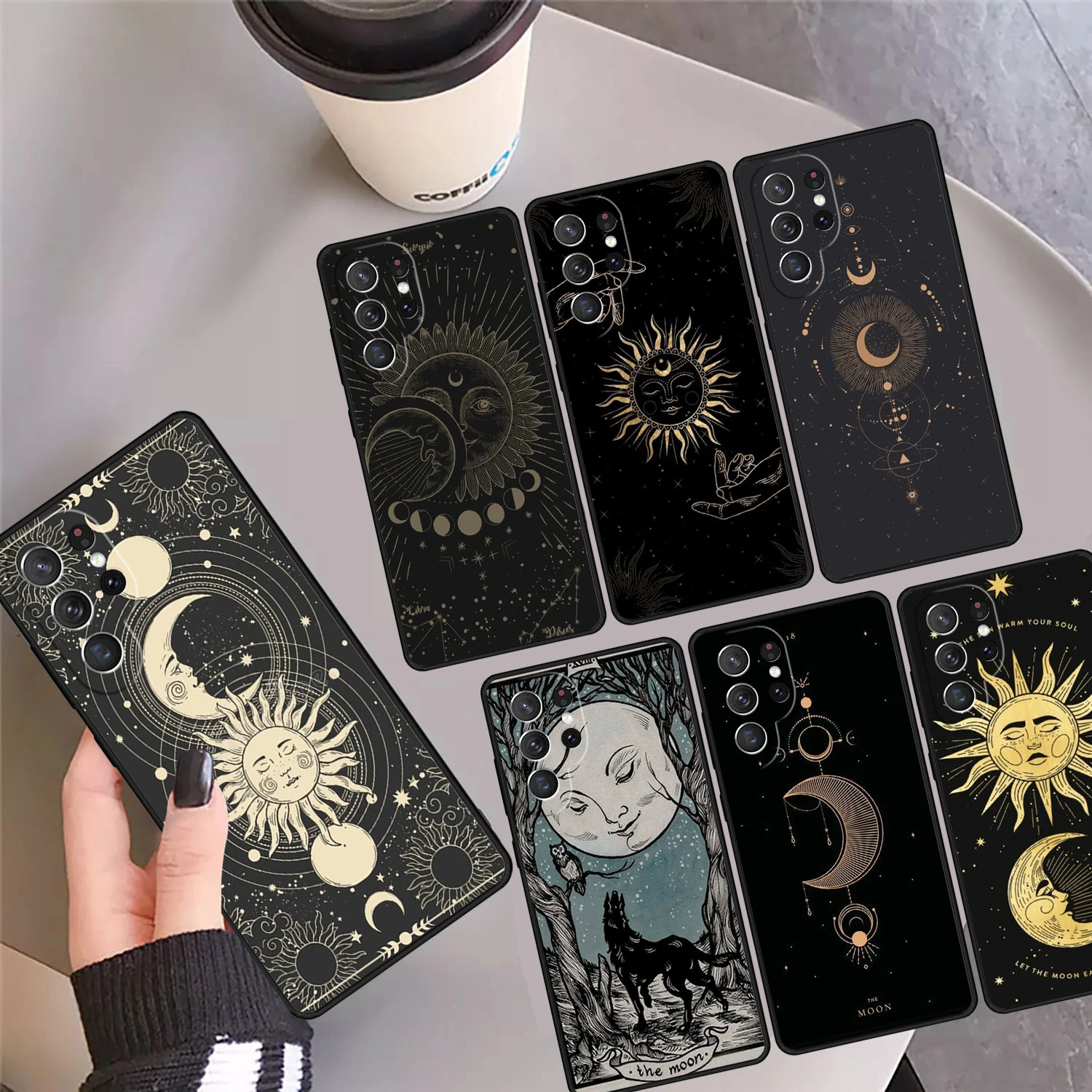 

Magic Moon Tarot Phone Case Cover For Samsung Galaxy S24 S25 Ultra S23 S22 Plus S21 FE S20 Note 10 20 Pro