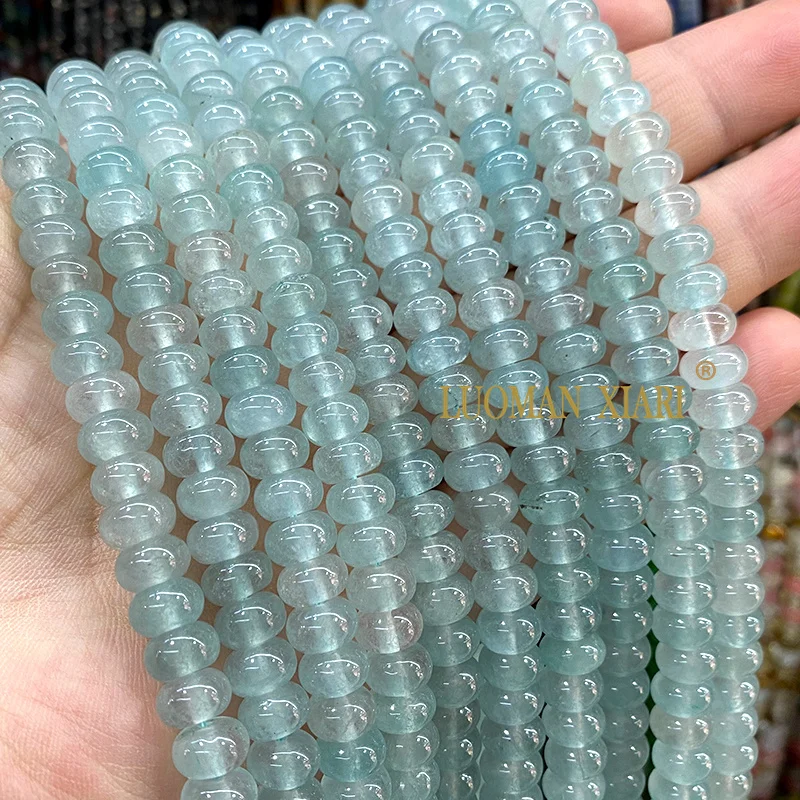 5x8MM Abacus Natural Chalcedony Aquamarine Tourmaline Ruby Quartz Stone Loose Spacer Bead for Jewelry Make Diy Bracelet Earrings