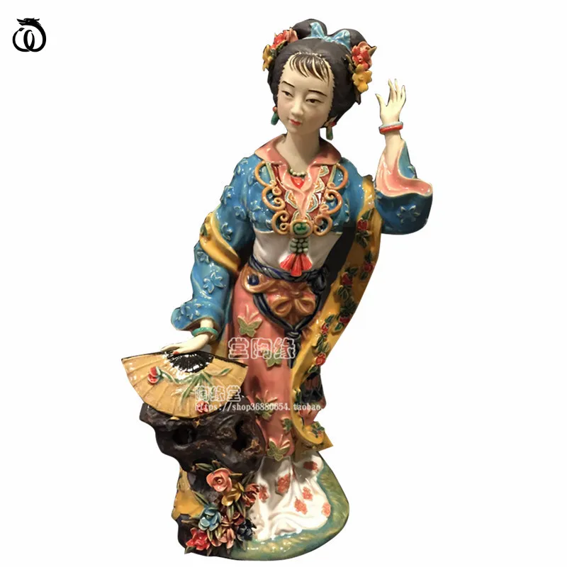 

Chinese Classical Ancient Beautiful Women Statue Jinling Twelve Lady Art Sculpture Ceramic Craft Home Decor R7082