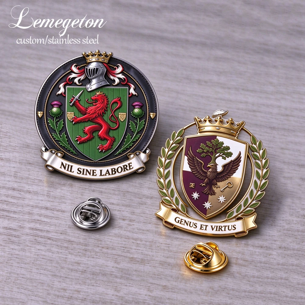 Personalized Heart Photo Brooch Custom Family Crest Pin National Flag Lapel for Jackets Hat Backpacks Clothes Jewelry Trend Gift