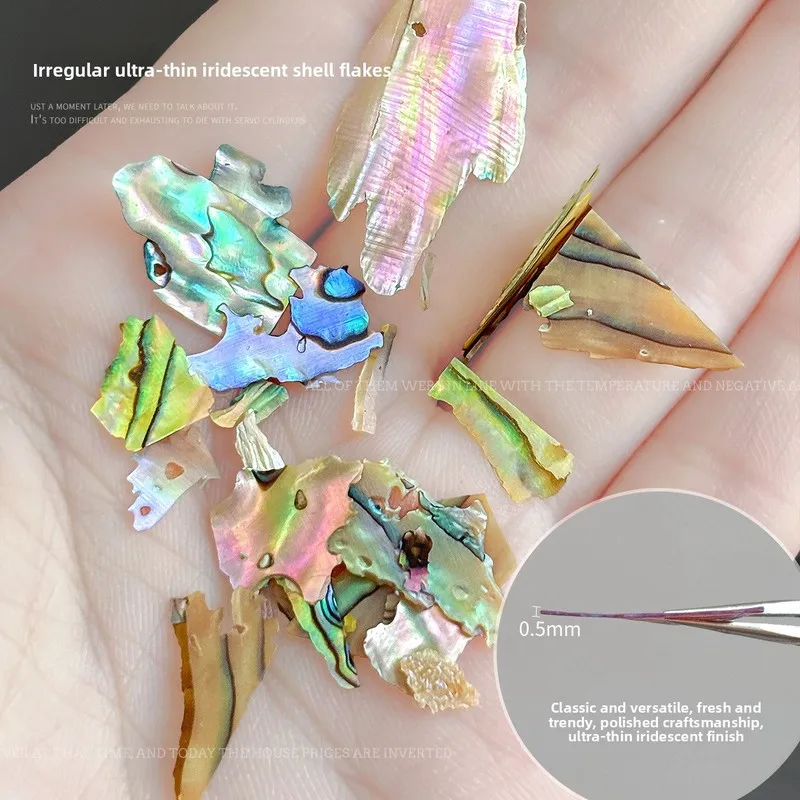 LYLE Ultra Thin Natural Abalone Shell Slices Iridescence Nail Art Charms Irregular Fragments Nail Stickers Decorations Wholesale