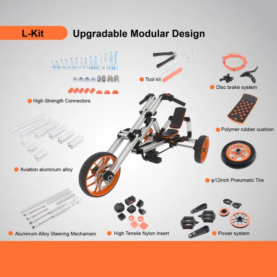 KidRock Buildable Kit 20 in 1 Go Kart Set Suitable for 1 to 8 Years Old Two Wheel Bike Three Wheel Bike Go Kart Sit Stand Scoot