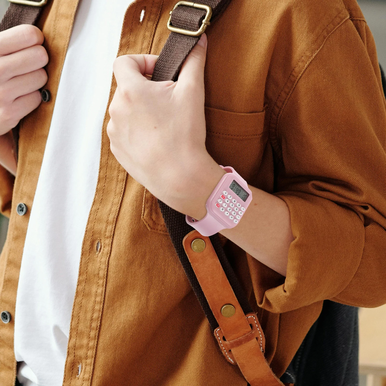 2 pezzi mini calcolatrice per bambini orologio piccolo orologio da polso elettronico compatto accessorio multifunzione per il conteggio della scuola dei bambini
