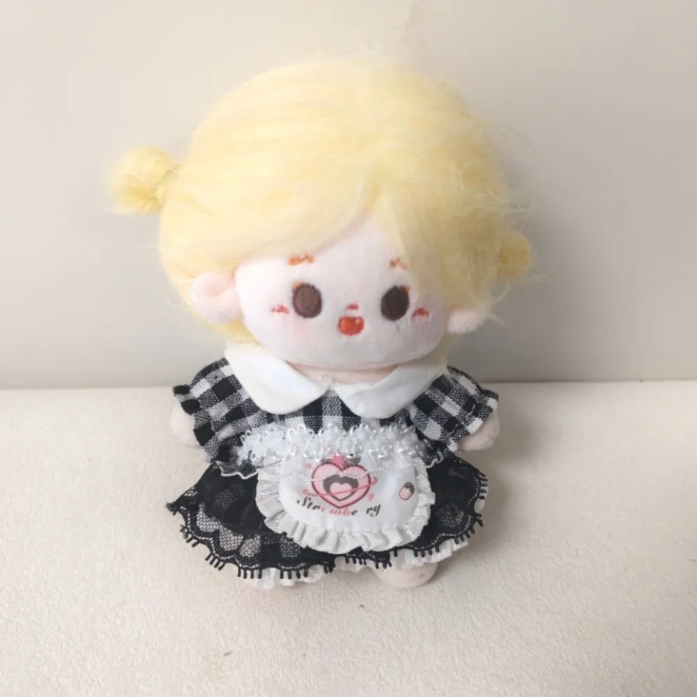 

No Attributes Clothes Plaid Dress 10cm Cotton Clothes Cute with Apron Clothes Outfit Mini Suit Dress Up Set Children's Gift