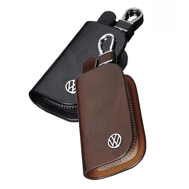 Leather Car Logo Key Case Cover Key Chain Protective Bag for Volkswagen Passat Santana Tiguan Scirocco Magotan Sagitar Lavida CC