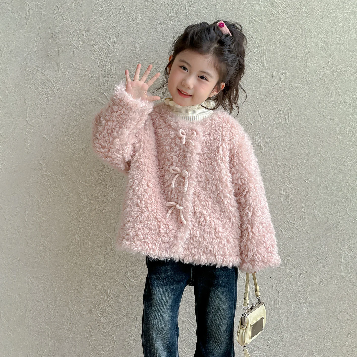 Girls Outerwear Autumn and Winter 2025 New Fashion Girls Baby Lamb Wool Coat Children Autumn Hairy Coat