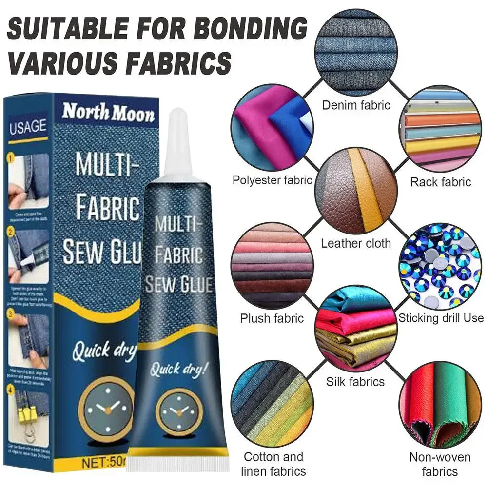 50ml Fabric Glue Quick Dry Fabric Patching Glue Waterproof Fabric Stitch Adhesive for Bonding All Kinds of Textiles Universal