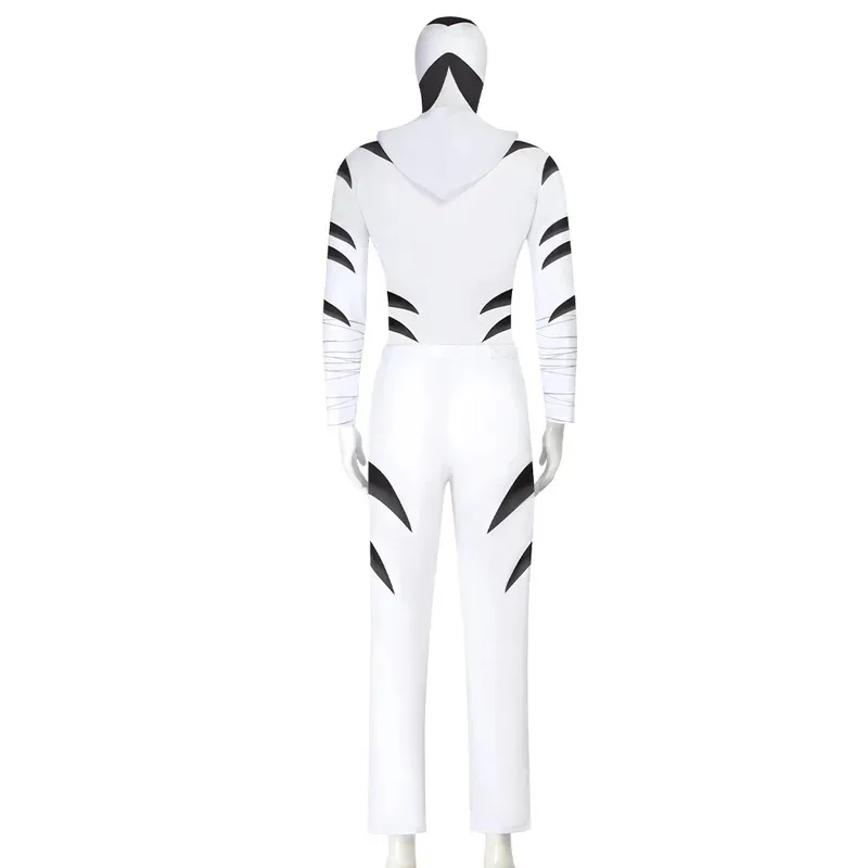 타이거 코스프레 화이트 후디 팬츠 마스크 타이트 목걸이 풀 세트 판타지 악당 헥터 아얄라 코스튬 할로윈 남성용 jk;6