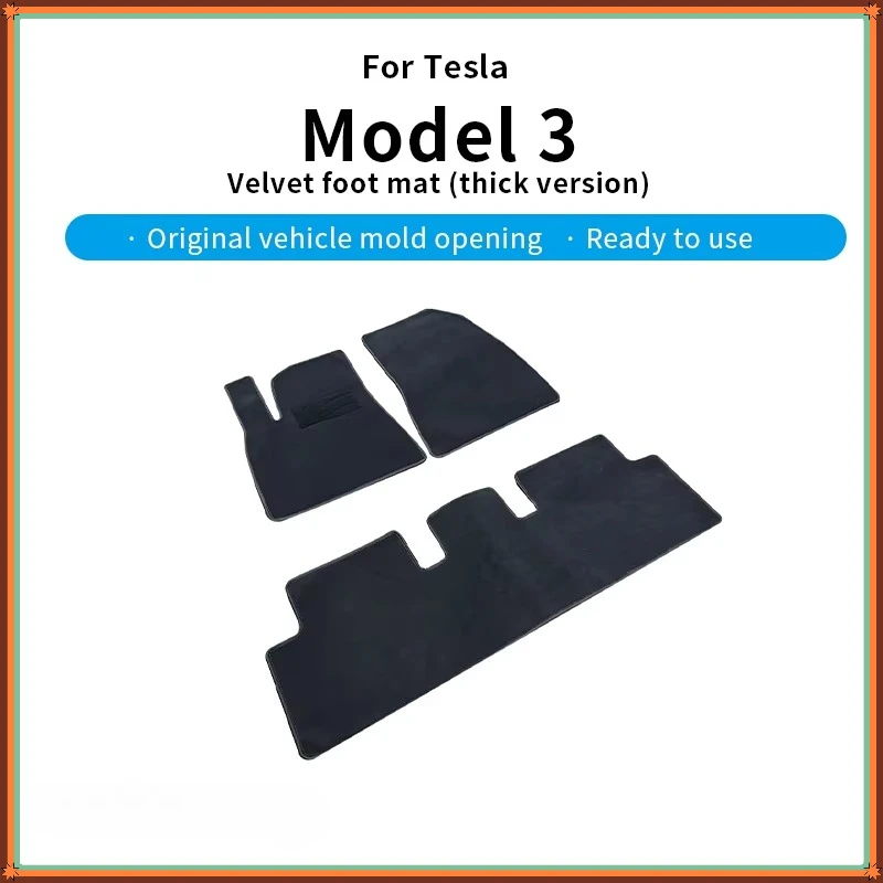 Suitable for Tesla 2021-2023 Model 3 Suede Floor Mats (Thick) Car Floor Mats Ground protection pad