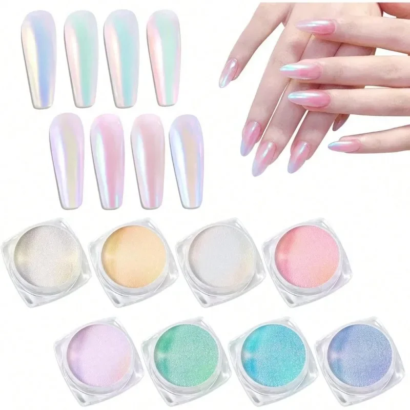 1 Box Weihnachten Nail Art Perlenpulver holographische Regenbogen Metall Spiegeleffekt Dekoration Pulver Nail Art Geschenk für Mädchen