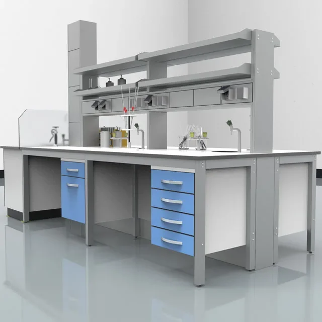 Worktop Lab Furniture Laboratory Island Work Bench With Sink/ High Quality Chemistry Medical Experiment Epoxy Resin Metal Steel