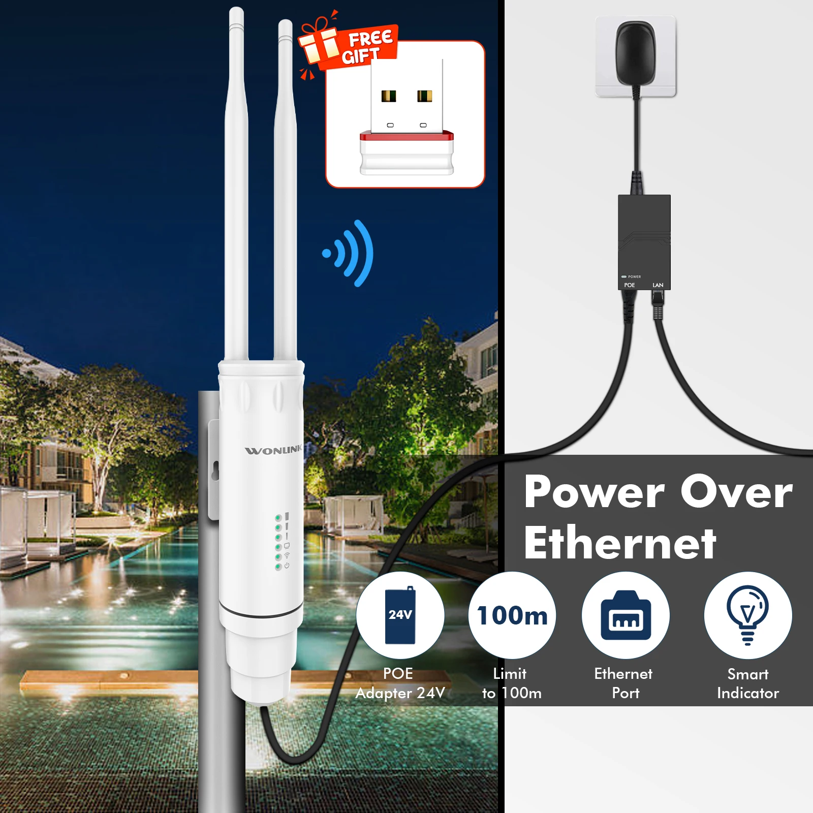 

COMFAST 500mW Outdoor Wifi Router Signal Extender Wireless AP 2G&5.8G 1200Mbps Gigabit Long Range Ethernet Access Point Antenna