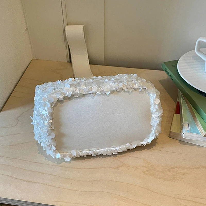 Pailletten-Handgelenktasche, glitzernde Handtasche, Damen-Clutch, einzigartige elegante Abendtasche für Partys, Hochzeiten, Bankette, Abendessen – Detail 6